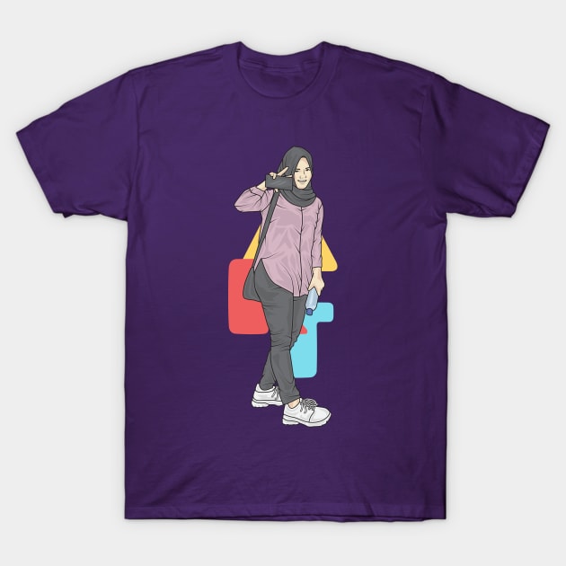 Girl In Lavender Outfit T-Shirt by crissbahari